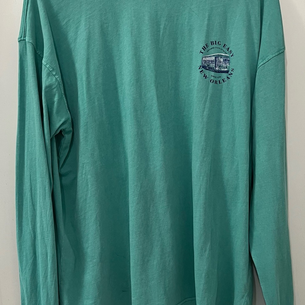NWT Classic Colors Teal Long Sleeve Shirt with New Orleans Graphics - 2XL